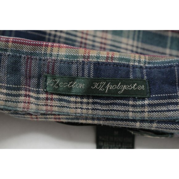 Knights of Round Table Mens Button Down Shirt Medium Blue Green Plaid Flannel - Picture 9 of 10